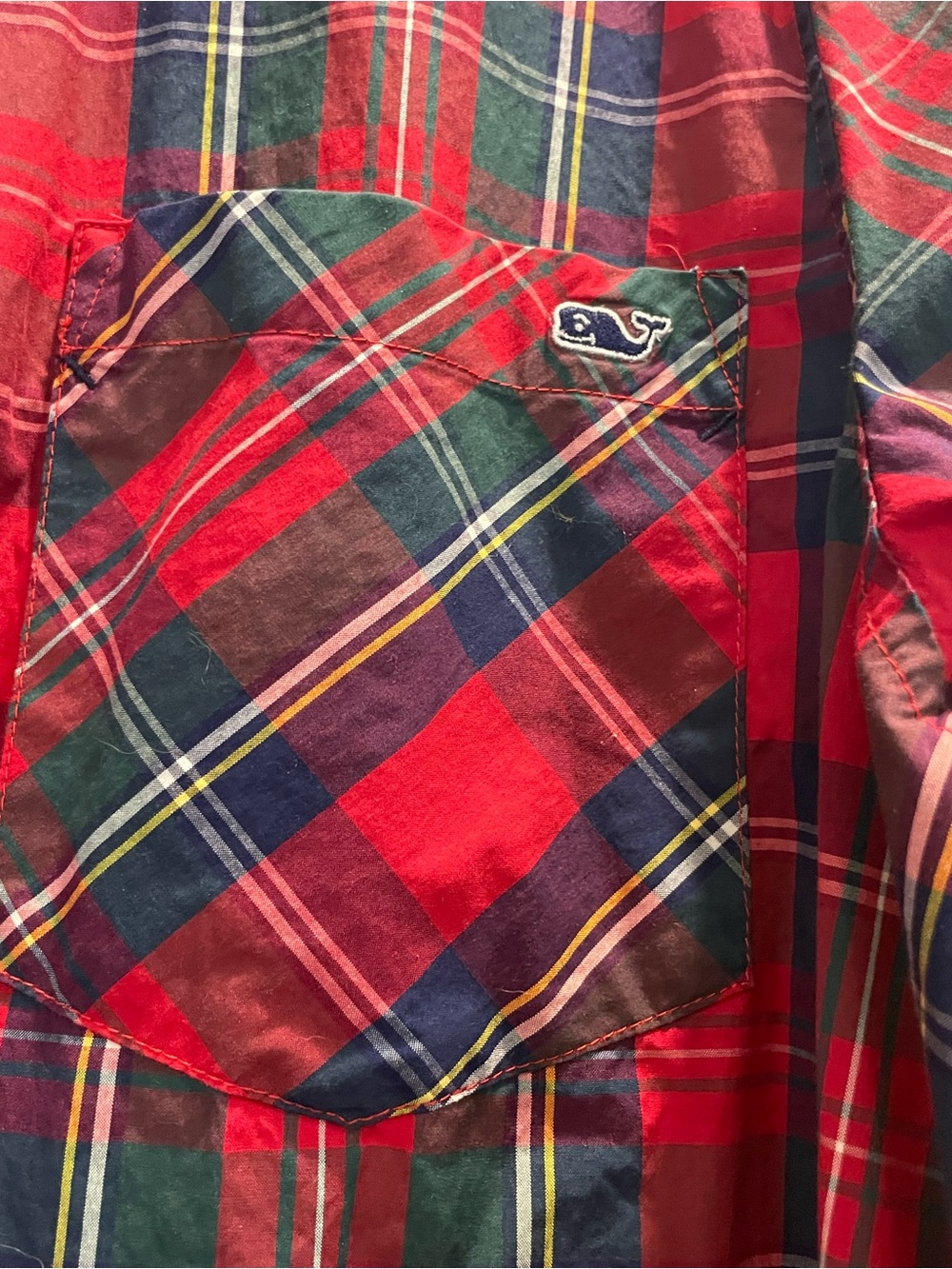 Vineyard Vines Red and Green Plaid Button-Up Blouse Size 18 - Picture 6 of 8